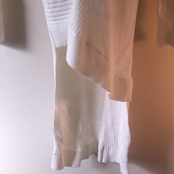 Express High Low Hem Ribbed Tunic Sweater Cream XS - Picture 3 of 3